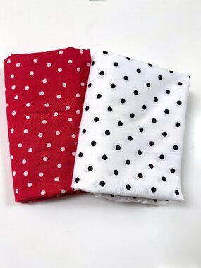 Polka Dot Fabrics Red White Black Cranston Cotton Yardage 3 3/8 Yds Total